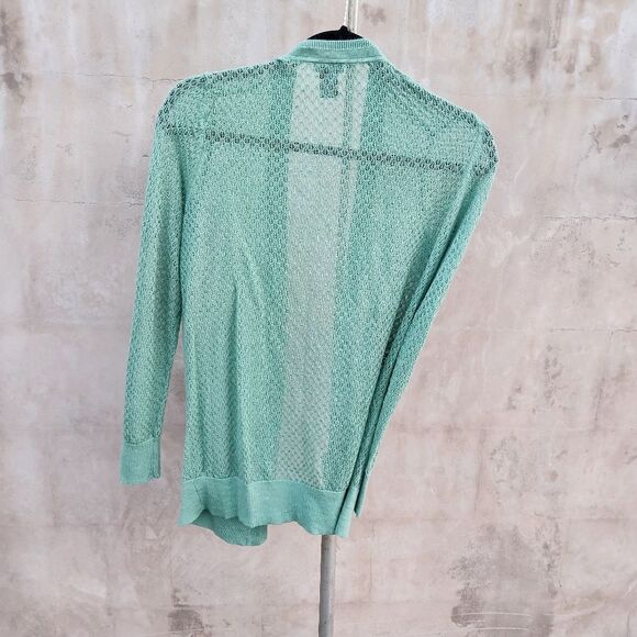 Ann Taylor paper thin crochet cardigan sage - Picture 2 of 4